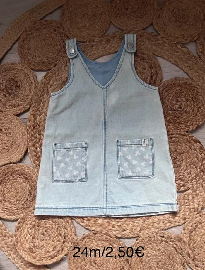 Robe jean effet délavé Minnie 24m