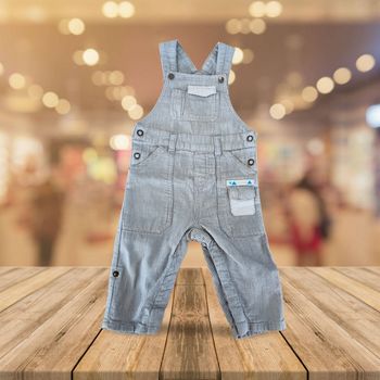 Salopette Bébé en Tissu Rayé Gris Clair