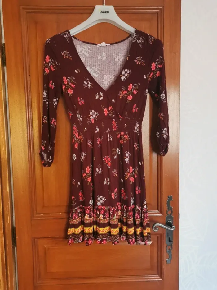 Robe bordeaux imprimé fleurs taille S