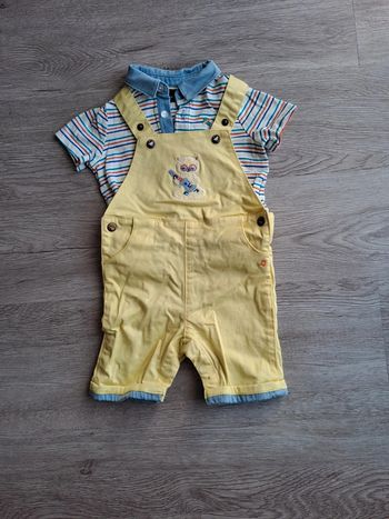 Ensemble salopette et chemise garçon 6 mois