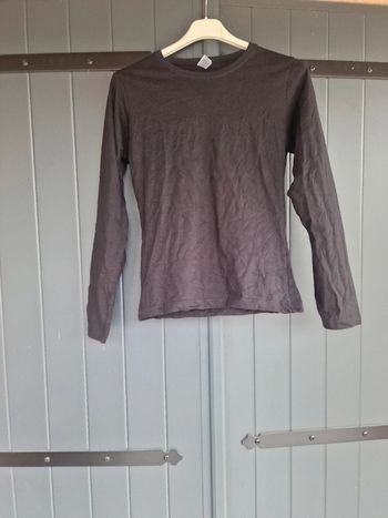T shirt noir manches longues basique 100% coton