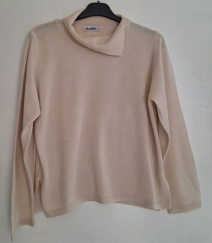 Pull couleur crème en laine de Mérinos