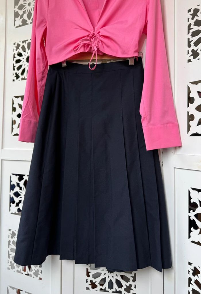 Jupe écolière pleaded skirt bleu marine Création BL Paris Taille S