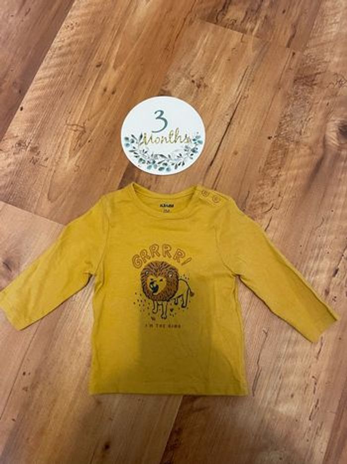 T-shirt manches longues jaune taille 3 mois