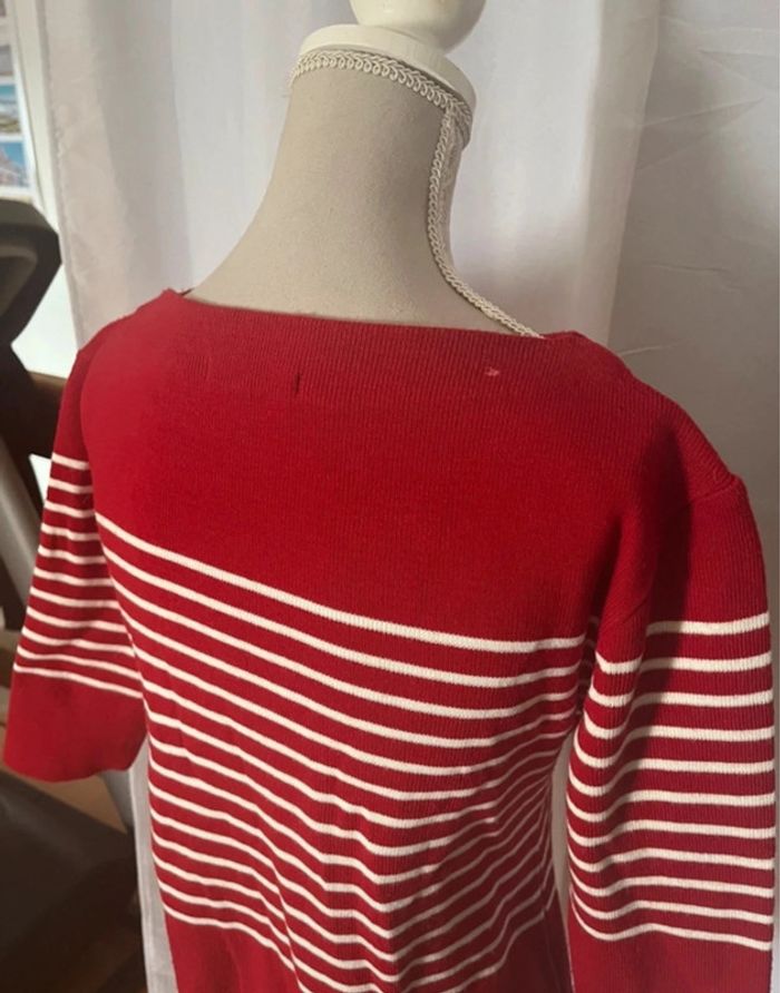 Petit pull rayé blanc rouge Joe taille 36 S - photo numéro 4