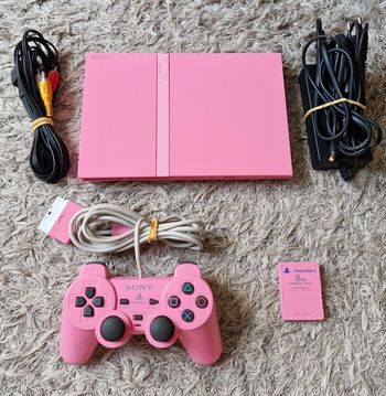 Console Sony PlayStation 2 PS2 Slim Rose Pink + 1 Manette Officielle & Carte Mémoire Officielle