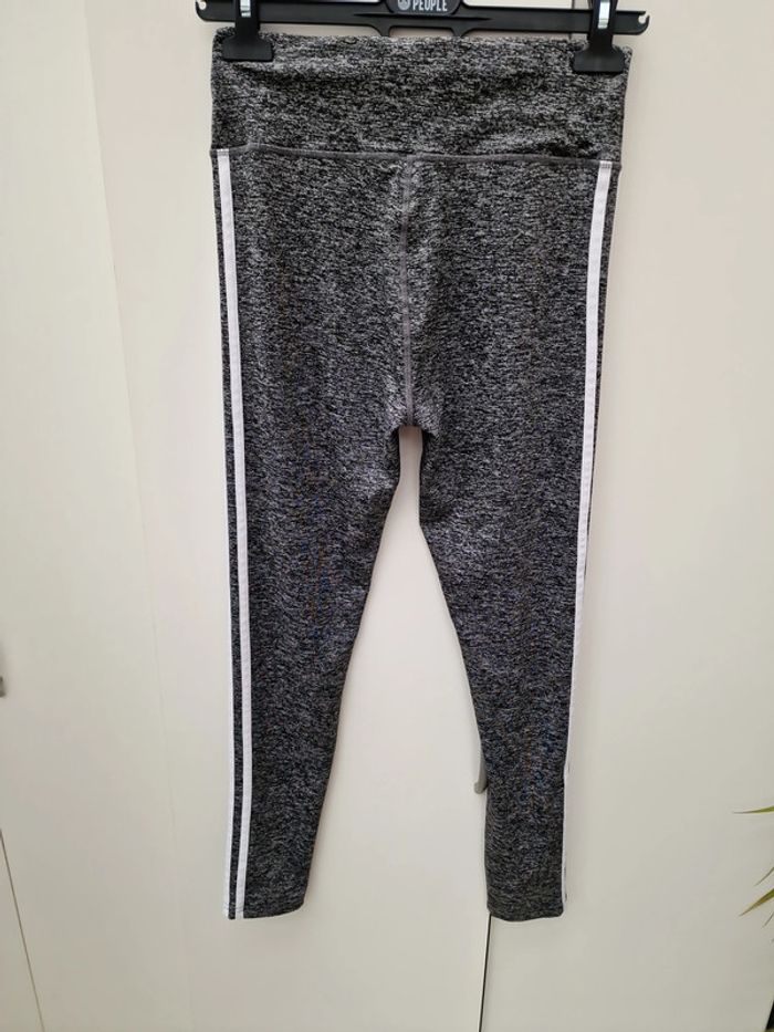 Legging Gris Moucheté Bandes Blanches - photo numéro 2