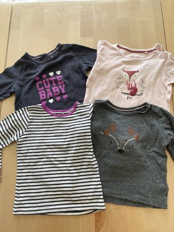 Lot de 4 tee shirt épais ML 6-12 mois lupilu fille