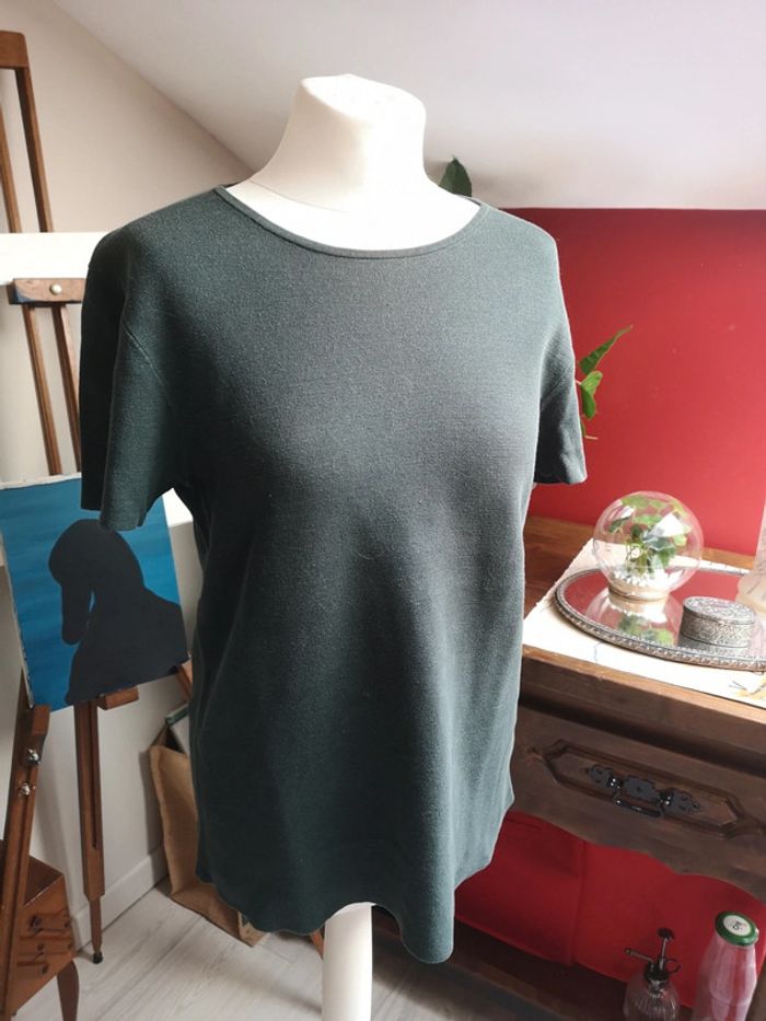 Haut tricot fin vert sapin