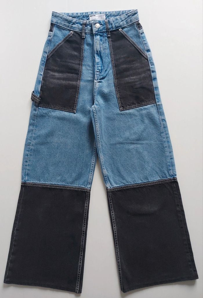 Jean bicolore jambes larges taille 34 - photo numéro 2