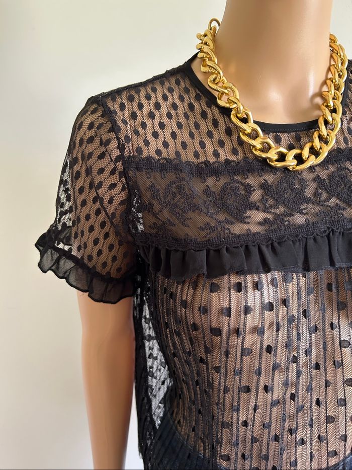 Blouse noire transparente en plumetis Morgan taille XS jamais portée - photo numéro 4