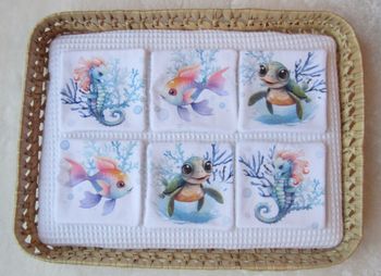 Lot de 6 lingettes bébé theme poissons