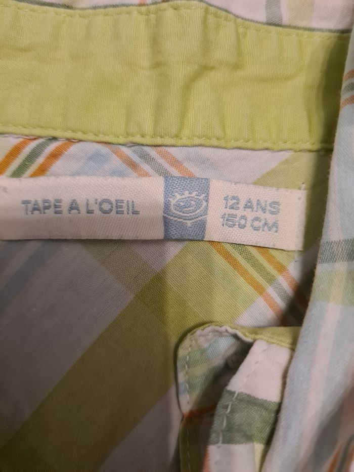 Chemise courte manche à carreaux vert 10/12 ans - photo numéro 4