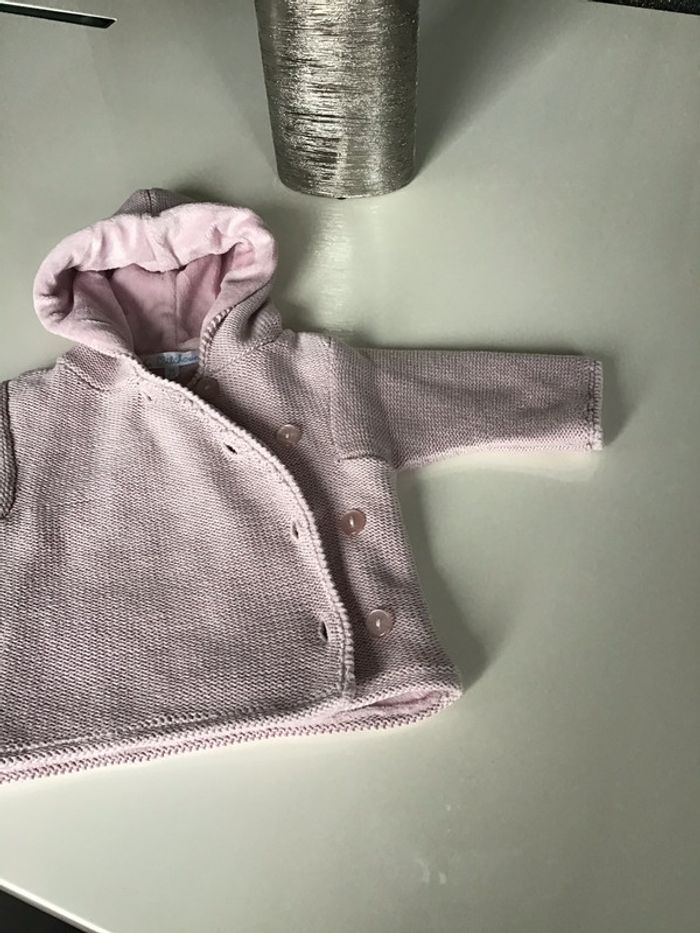 Manteau tricot doublé polaire 0-3 mois - photo numéro 2