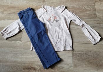 Ensemble t-shirt manches longues et legging effet jeans  taille 36 mois