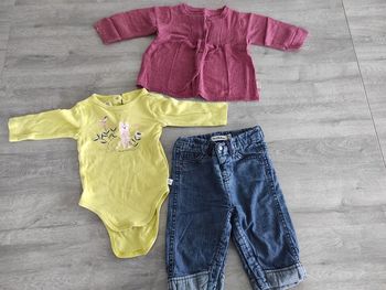 Ensemble pantalon, body, gilet, fille, 6 mois 