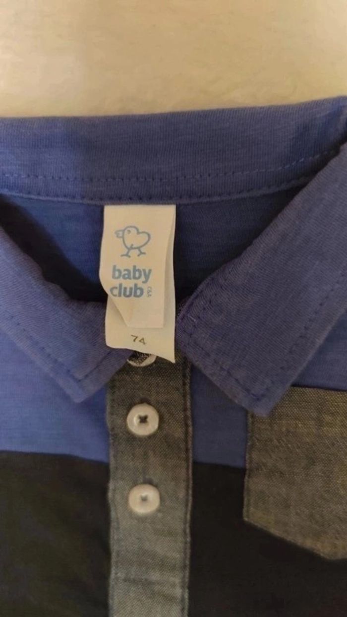 Polo manches longues tricolore T. 74cm / 9 mois Baby Club 💮 100% Coton - photo numéro 6