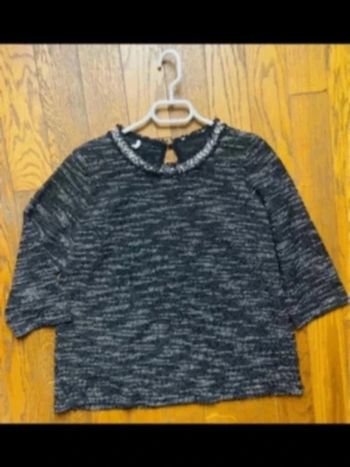 S Sublime pull encolure en rond à perles brodé Noir et gris chiné taille M