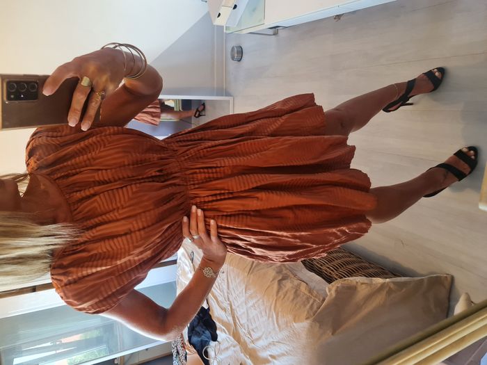 Robe classe couleur rouille Mango Taille 34 - photo numéro 10