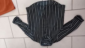 Chemise manches 3/4 tally weijl noire rayée blanche