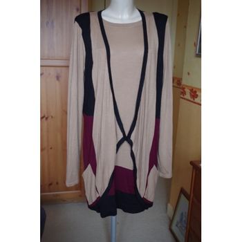 Cardigan long tricolore en maille chaude PAUL BRIAL 42