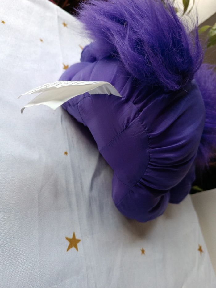 Peluche plush lion teddy parachute puffalump mytoy toy sylvertoys violet mauve purple vintage - photo numéro 11