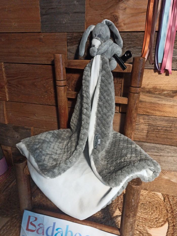 Doudou lapin couverture Nattou tbe gris - photo numéro 2
