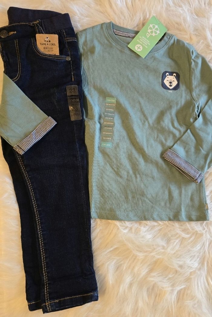Neufs (non portés) 🏷💙😍 teeshirt ml et jeans slim 23mois Garçon 💙😍🤩