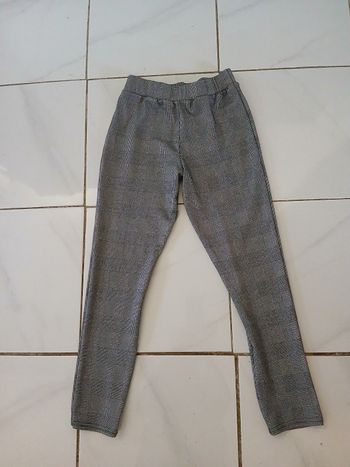Pantalon fille a carreau couleur gris matiere polyster