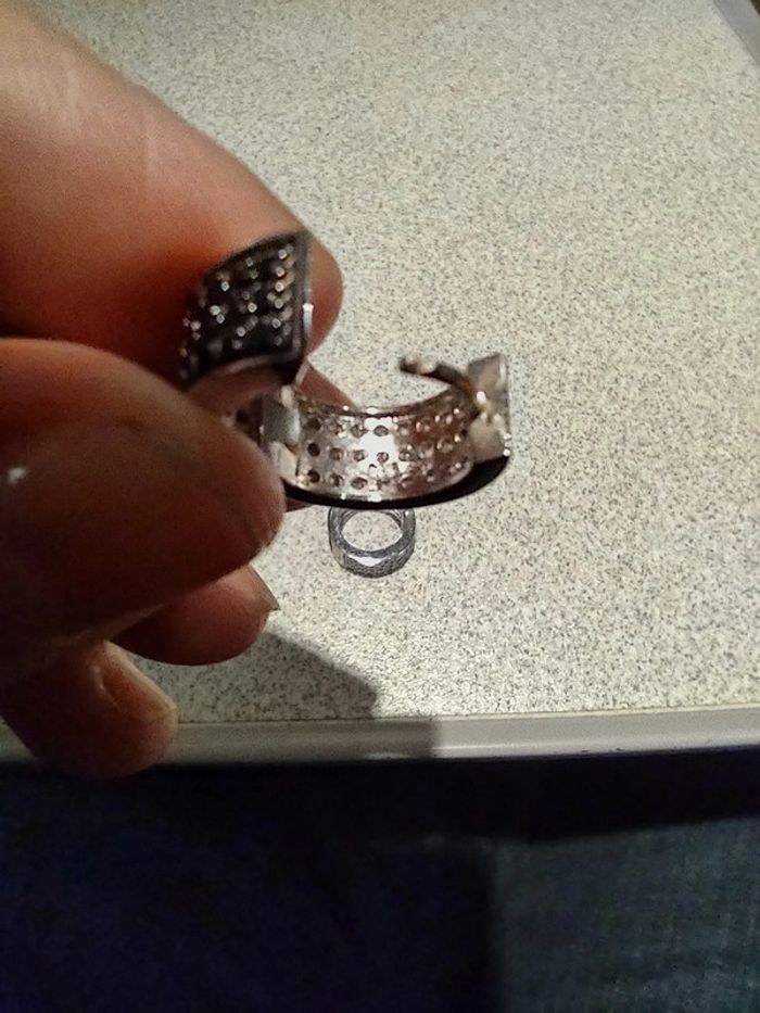 Boucles d'oreilles en argent recto verso strass blanc ou noir - photo numéro 7