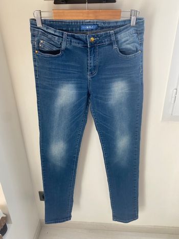 Jeans droit dégradé bleu MBJ en TBE 95% coton 