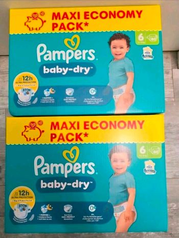 🍼 Pampers Baby-Dry – Taille 6 (13–18 kg) – Lot 2x80 couches – Neuf