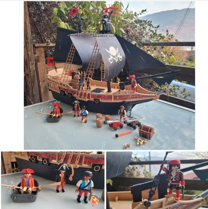 Superbe Playmobil Bateau pirates des ténèbres playmobil 6678 💀 +accessoires +perso
