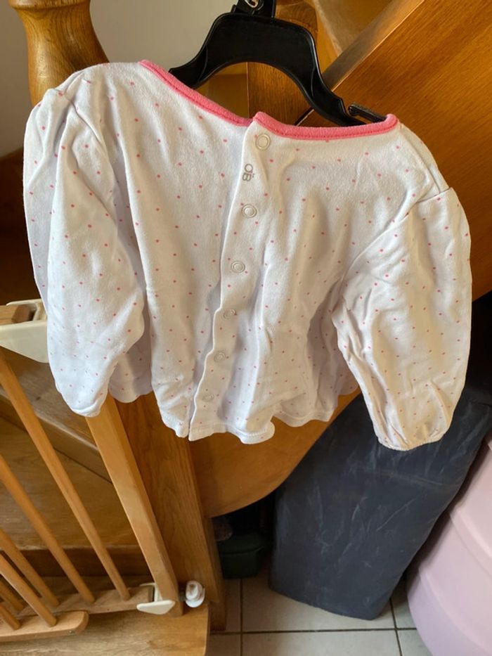 Haut fille Obaïbi manches longues blanc/rose 18m 80cm - photo numéro 4