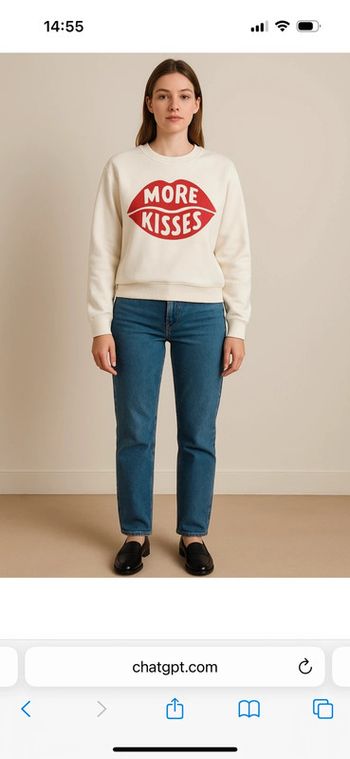 Sweat blanc camaïeu « more kisses »