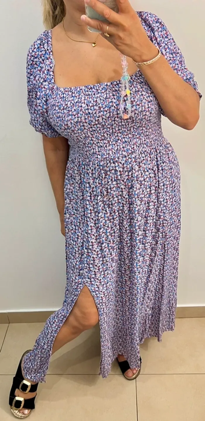 Robe longue floral fendu Taille M - photo numéro 6
