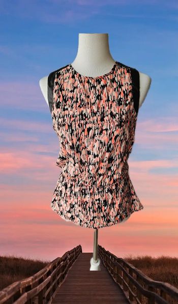 Blouse sans manches, dégradée de couleurs et finition en simili cuir, Arkitect, taille 38