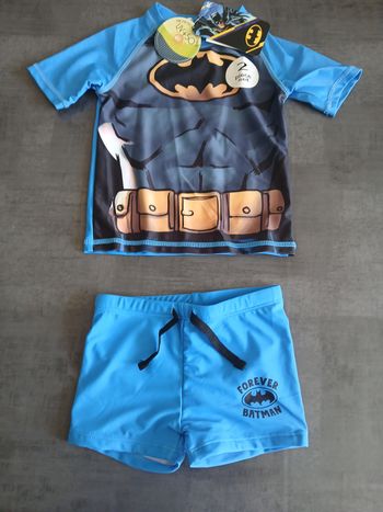 ensemble de bain garcon anti UV+50 batman marvel DC 92/98 cm 2/3 ans