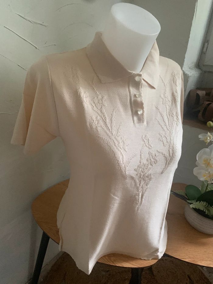 Pull vintage crème manches courtes taille 36-38 - photo numéro 3