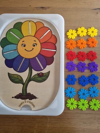 Petit insert pour bac Trofast " Belle fleur colorée " avec jetons arc en ciel 
