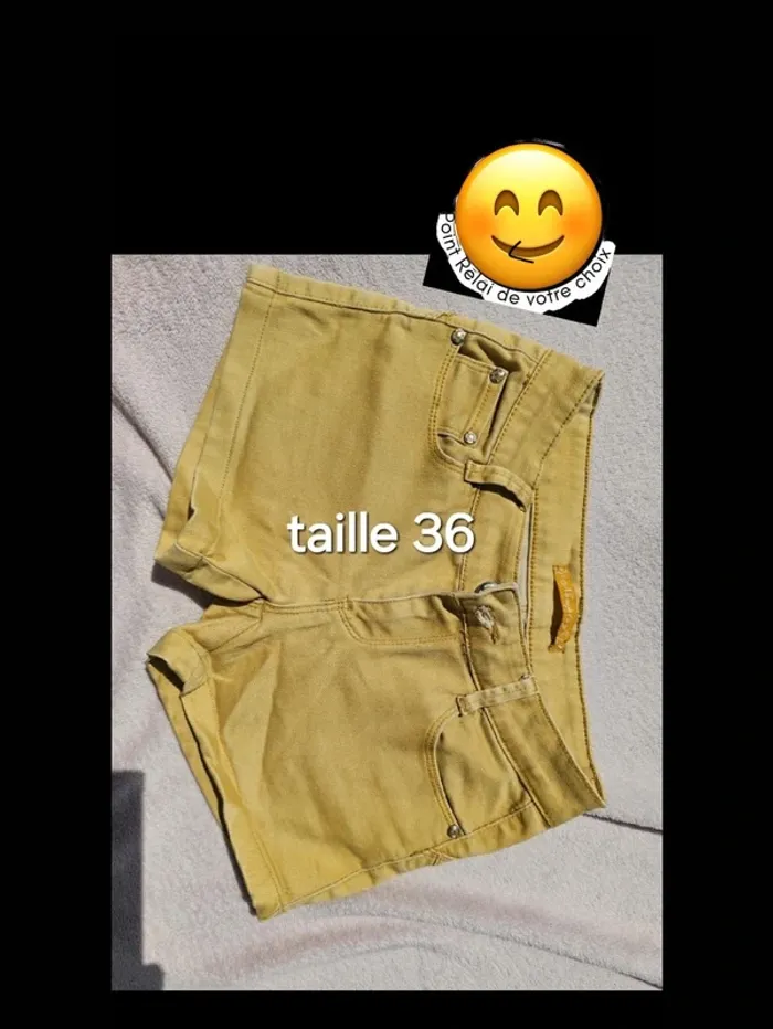 Short en jean jaune moutarde t36