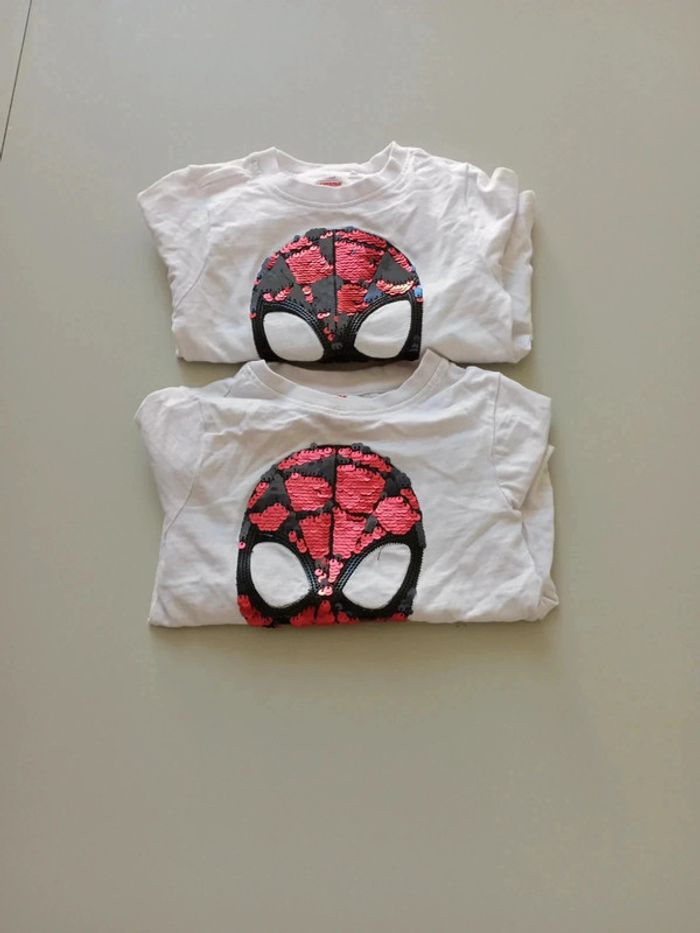 Lot de 2 tee shirt manche longue spiderman 2 ans paillettes