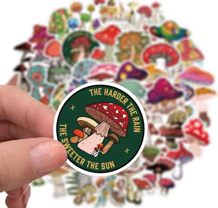 Lot autocollant champignons stickers waterproof loisir créatif déco téléphone - photo numéro 2