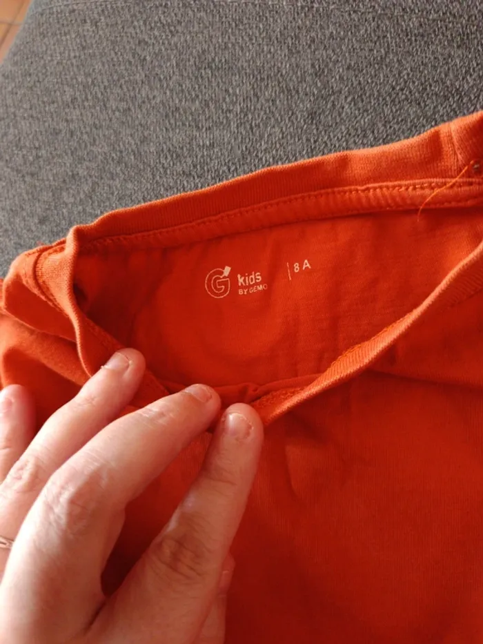 T shirt manche longue orange taille 8 ans - photo numéro 3