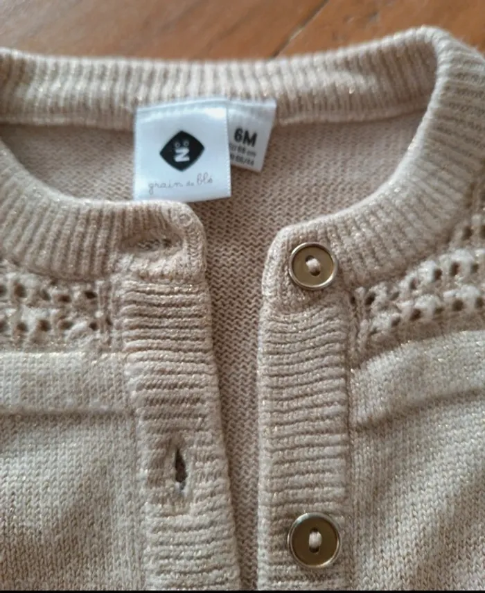 Gilet Z grain de blé beige pailleté - photo numéro 3