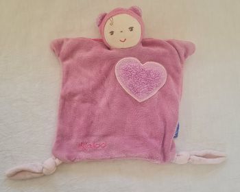 Doudou marionnette poupon rose et mauve - Cœur- Kaloo