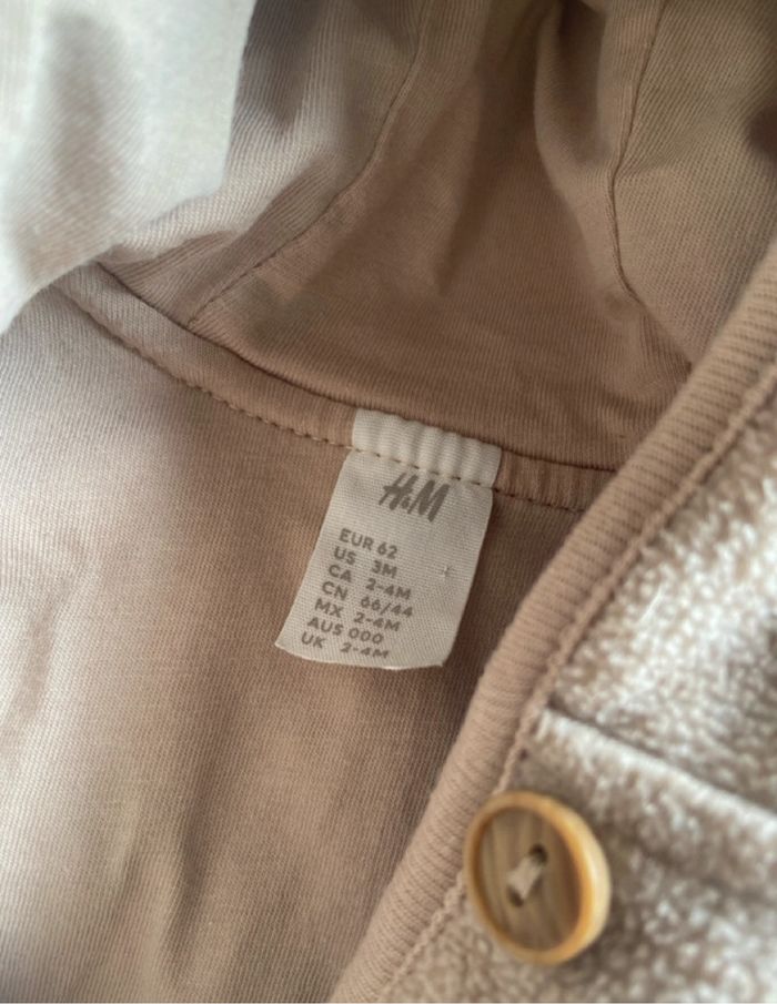 veste polaire beige chiné avec capuche 3 mois 62 cm  H&M - photo numéro 5
