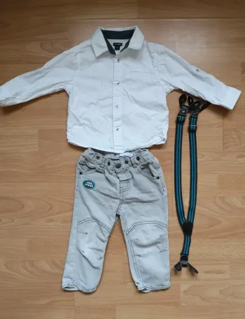 Ensemble jean gris chemise blanche 18 mois