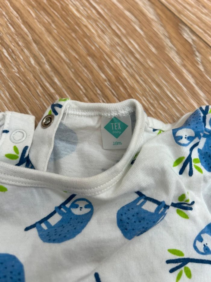 Lot de vêtements 18 mois en coton - legging haut manches longues et pyjama bodies été - photo numéro 3