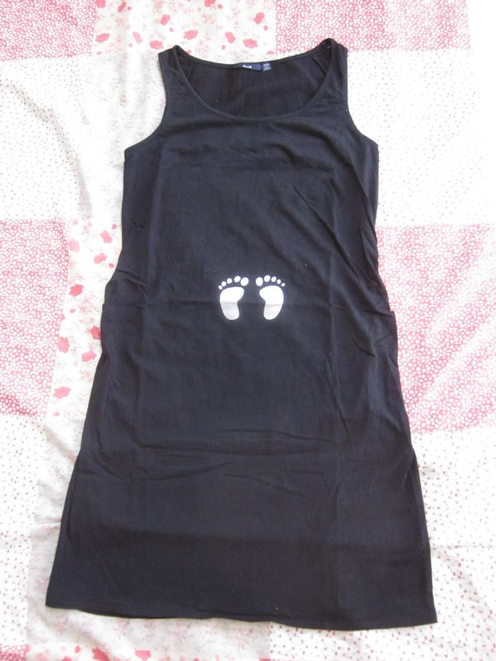 Robe longue de grossesse sans manches noire